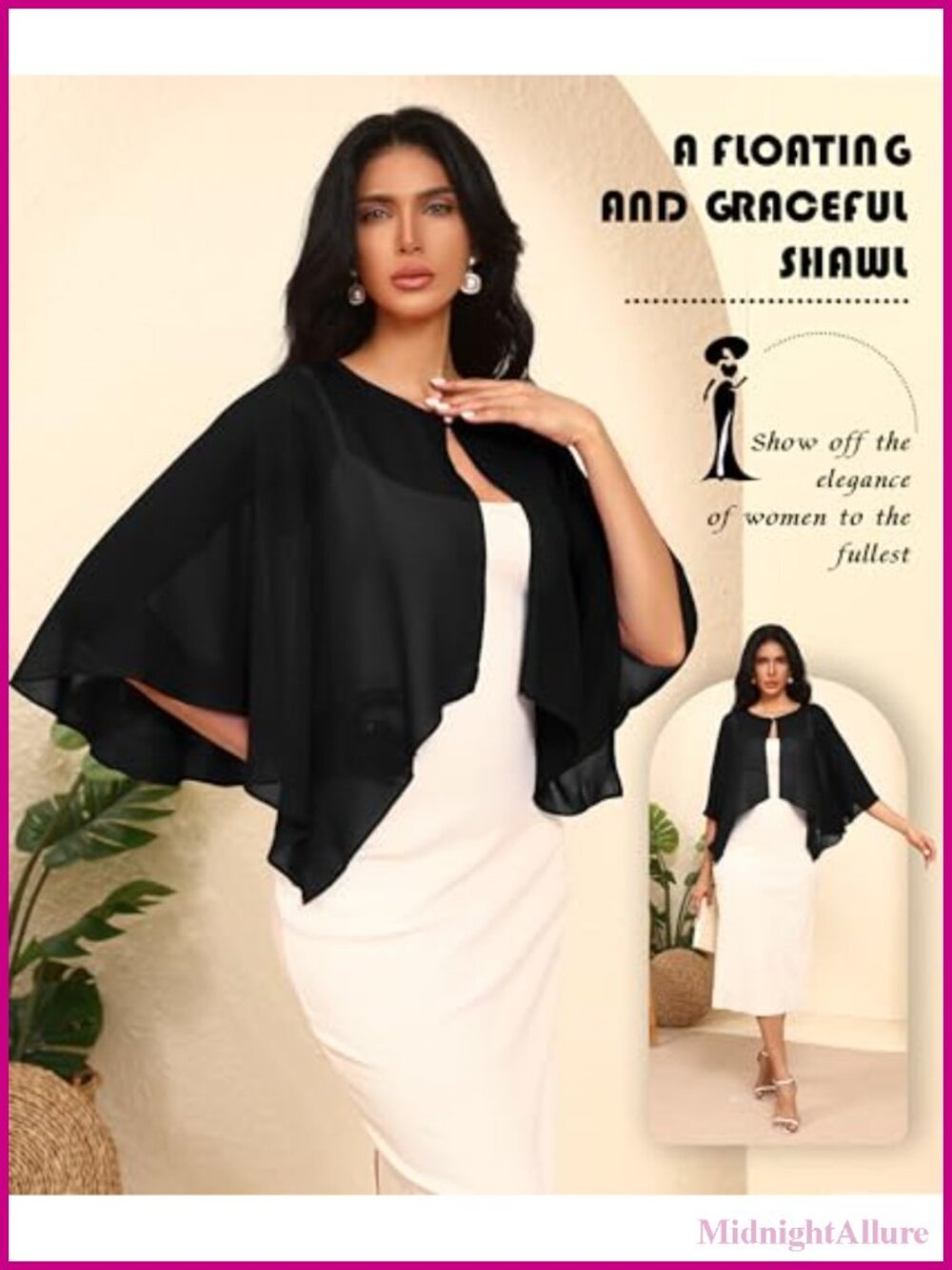 Chiffon Capelet Shawl Wrap Women Shrug Evening Dress Wedding Cover Up